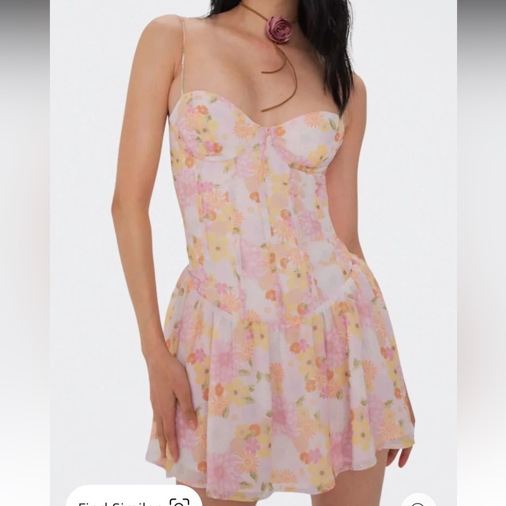 For Love And Lemons Carrie Floral-Print Corset Mini Dress